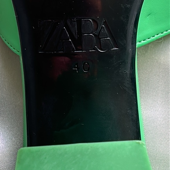 ZARA Mid Height Block Heel Sandals Size 9 (EU 40) Green - Picture 14 of 16